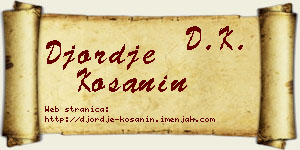 Đorđe Košanin vizit kartica